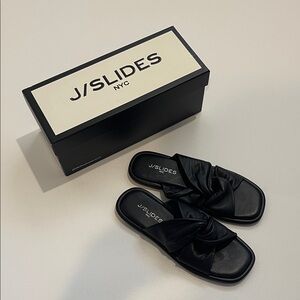 J/SLIDES Women's Black Knotted Sandals